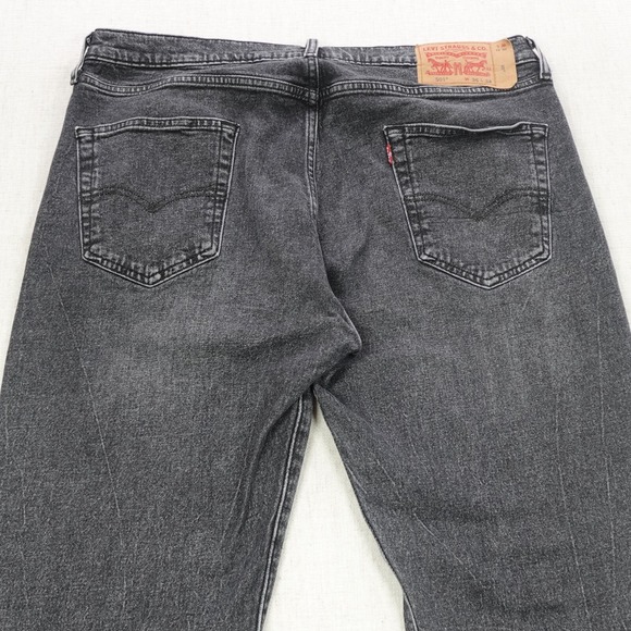 Levis 501 Jeans Mens Black 36x34 Straight Leg Mid Rise Charcoal Wash Bottom Fly - Picture 5 of 12